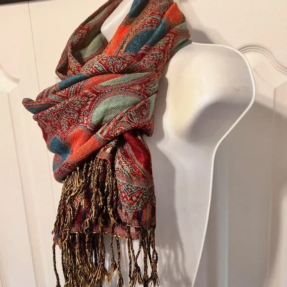 Pashmina Cashmere Scarf-Beautiful Bright Colors-27" x 86"- Warm/Cozy-Versatile - Picture 5 of 16